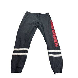 Stranger Things Netflix Womens Joggers Sweatpants Size M Gray White Red Logo